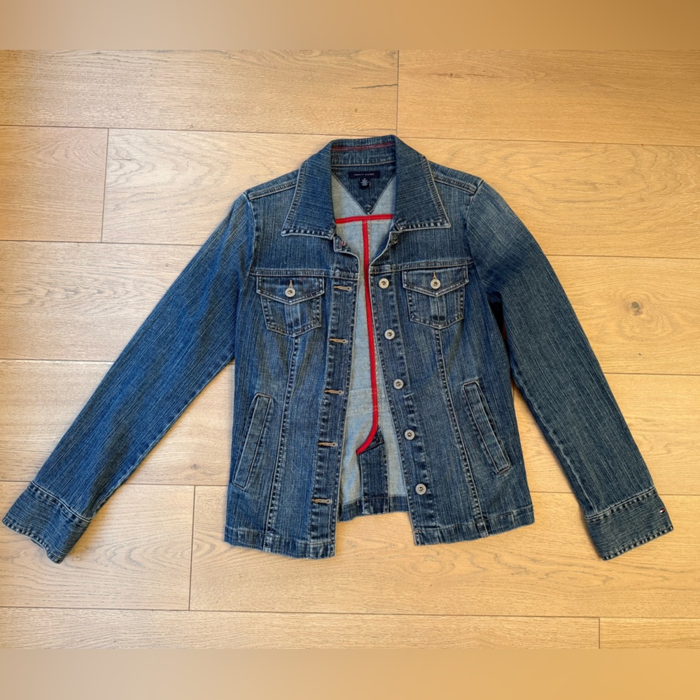 Tommy Hilfiger Blue Denim Jacket with Red Accents